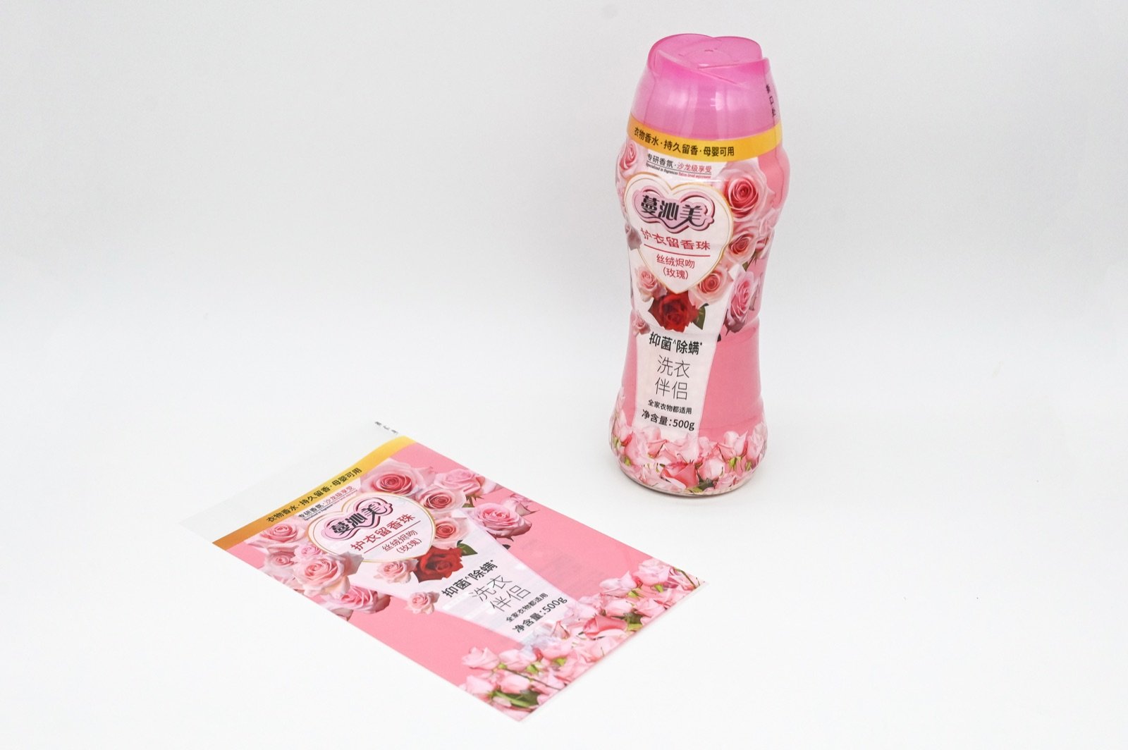 Custom shrink sleeve label on a personal care bottle