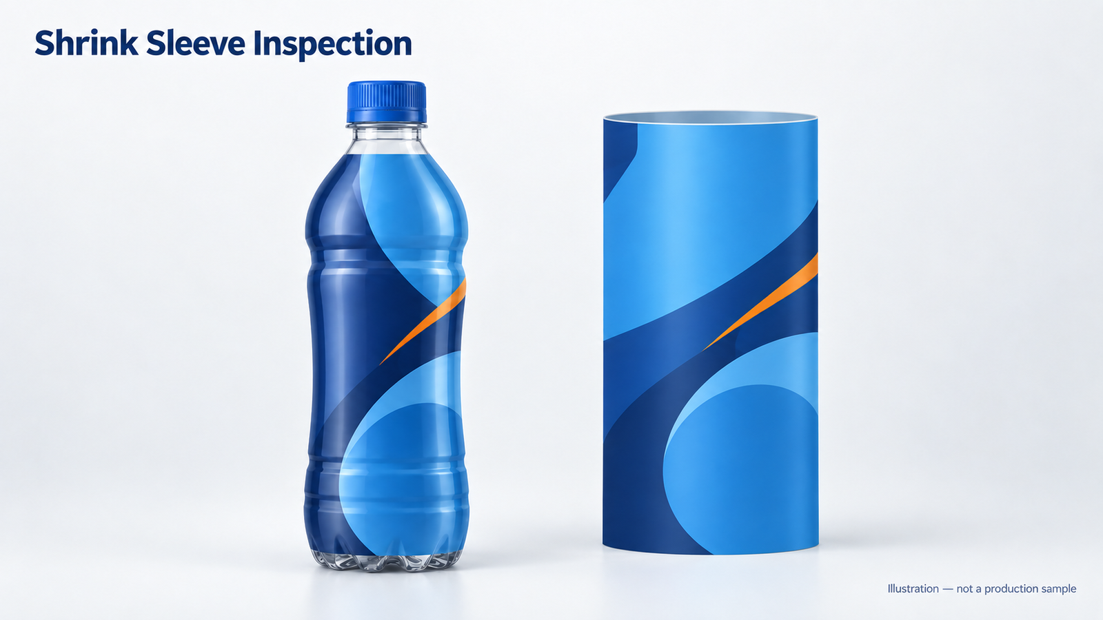 Illustration of a complete bottle and an unshrunk cylindrical sleeve
